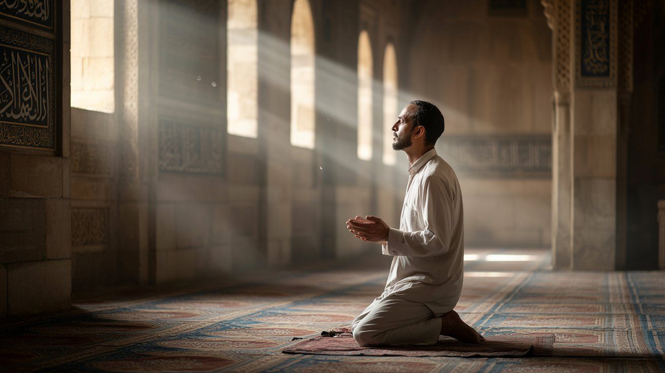 Personne en prière, mains levées pour l'invocation